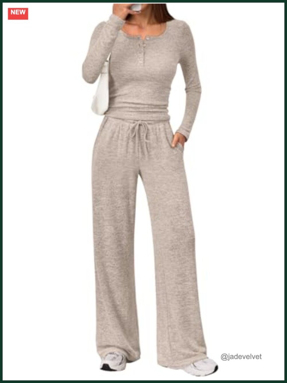 Women's 2 Piece Lounge Set with Wide Leg Pants